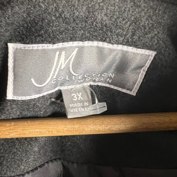 JM Collection Vintage Charcoal Gray Single Breasted Pea Coat Plus Size 3X - Picture 5 of 6